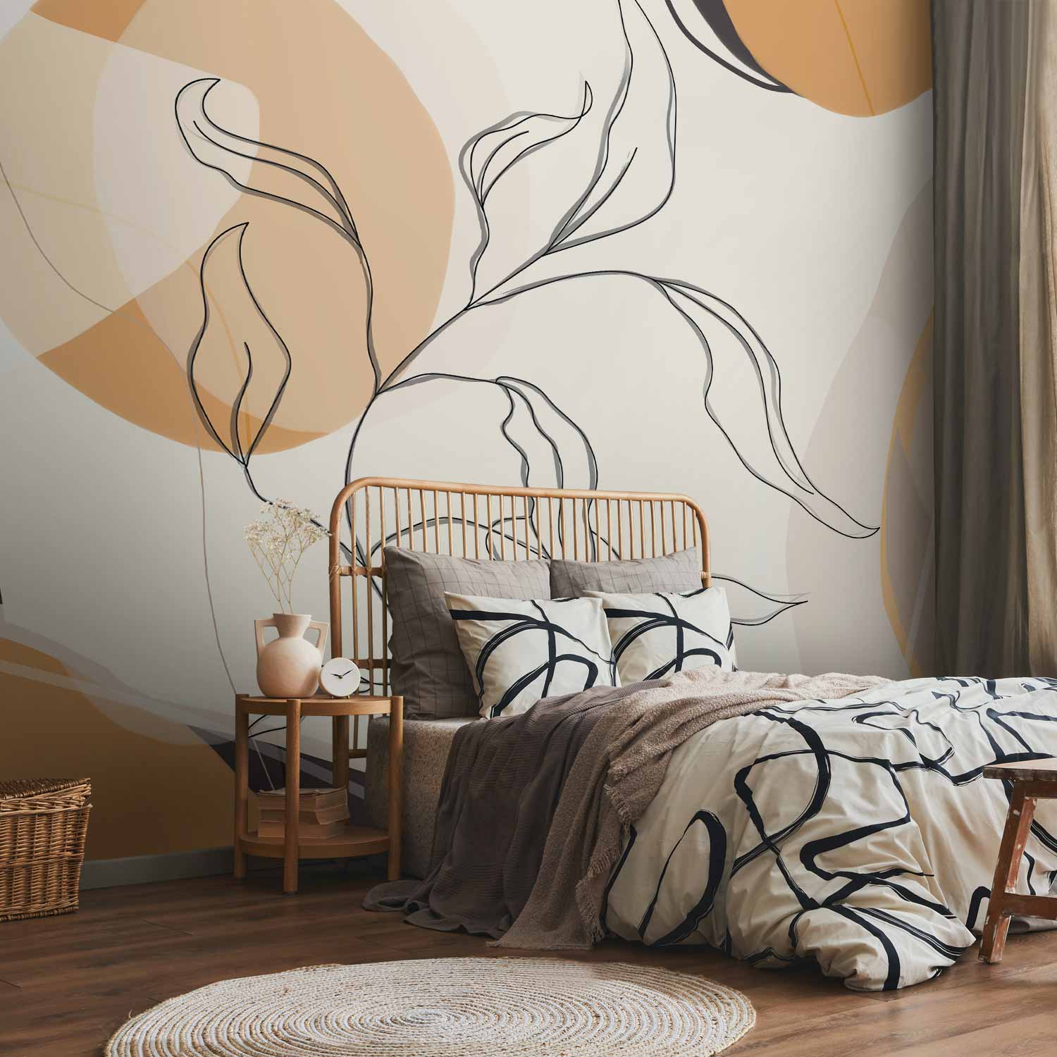 Abstract Landscape Line Art Wall Mural