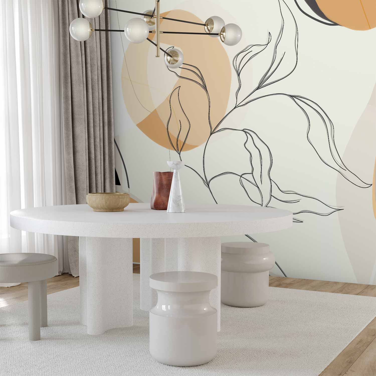 Abstract Landscape Line Art Wall Mural