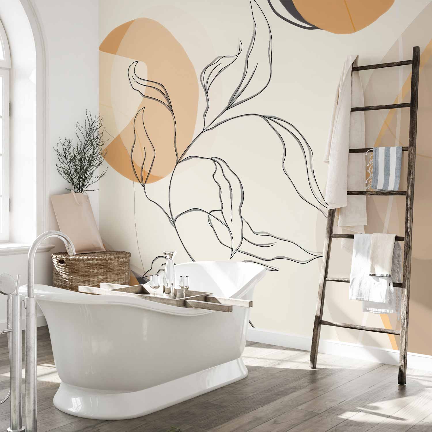 Abstract Landscape Line Art Wall Mural