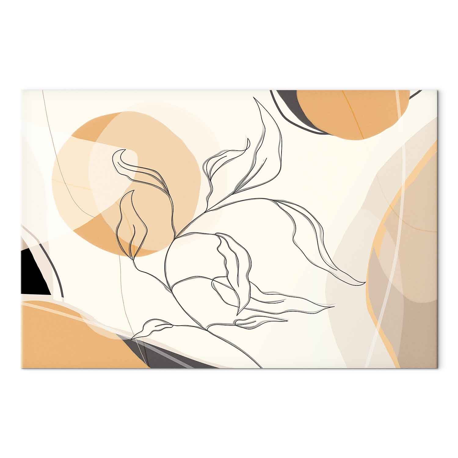 Leaf Line Art Landscape Canvas Print