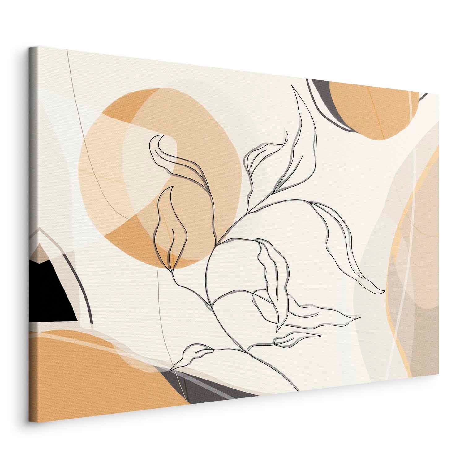 Leaf Line Art Landscape Canvas Print