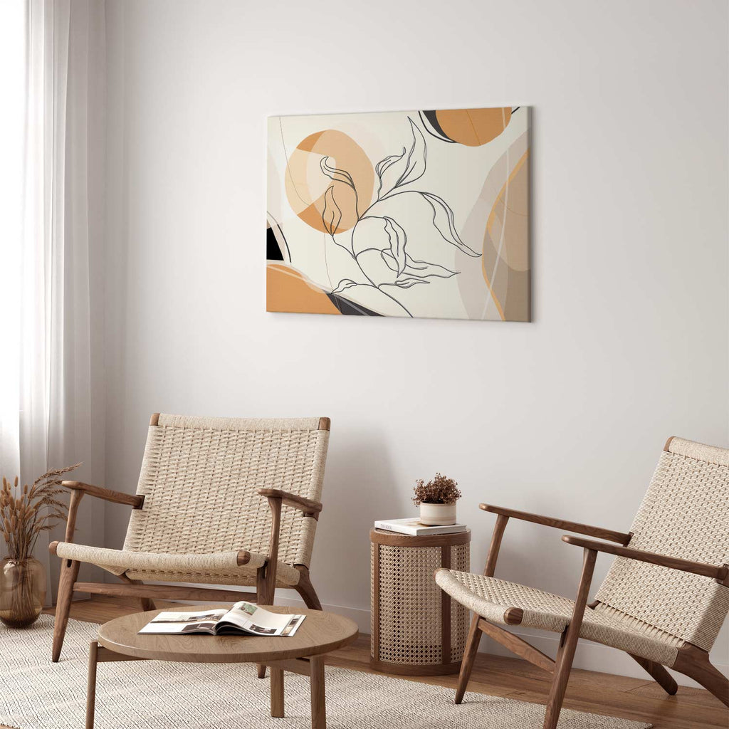 Leaf Line Art Landscape Canvas Print