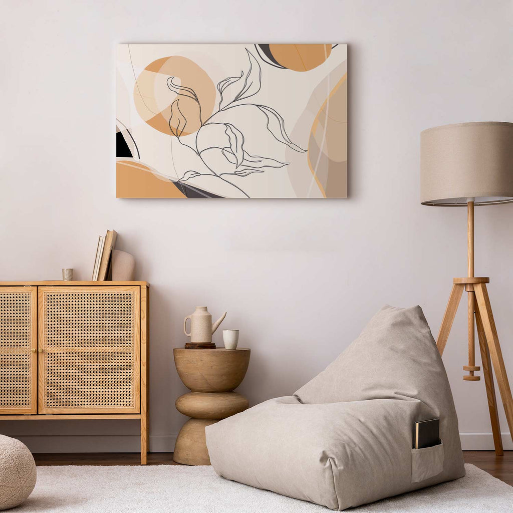 Leaf Line Art Landscape Canvas Print