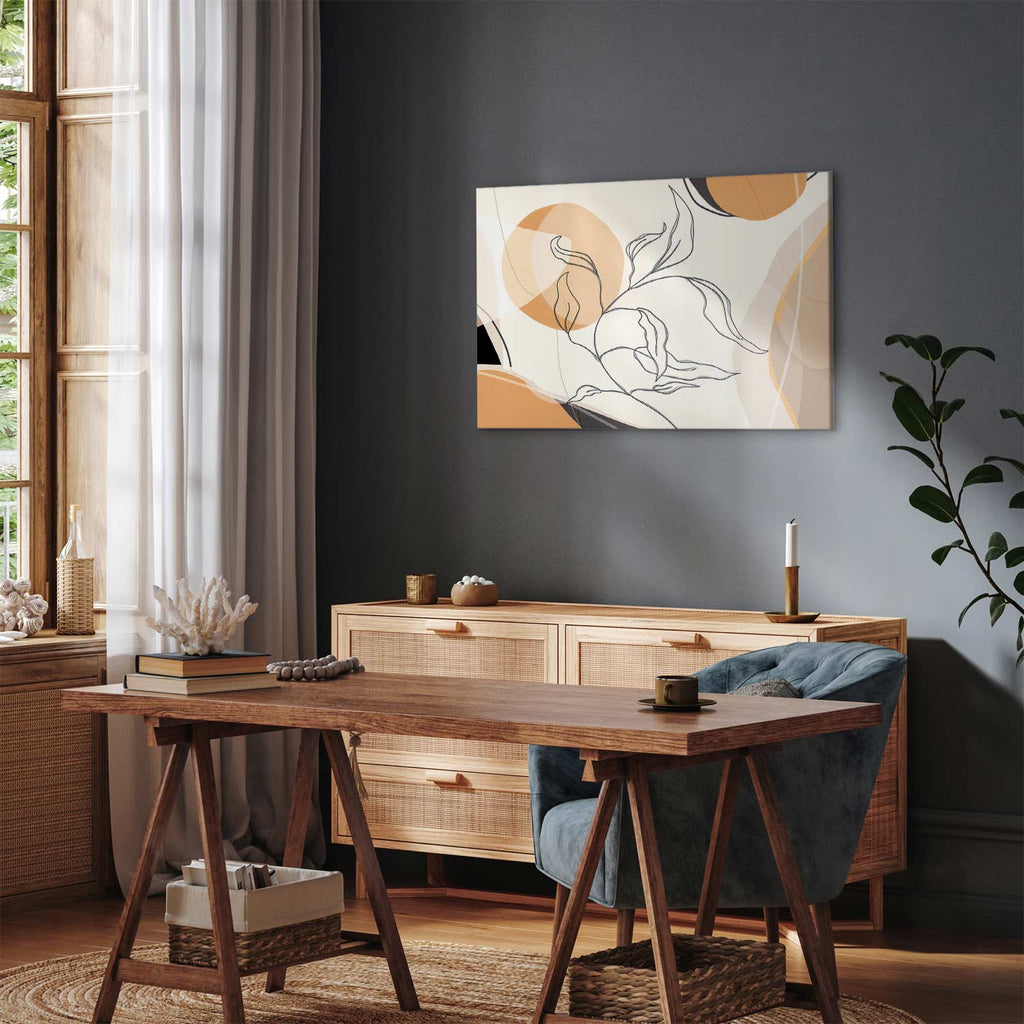 Leaf Line Art Landscape Canvas Print