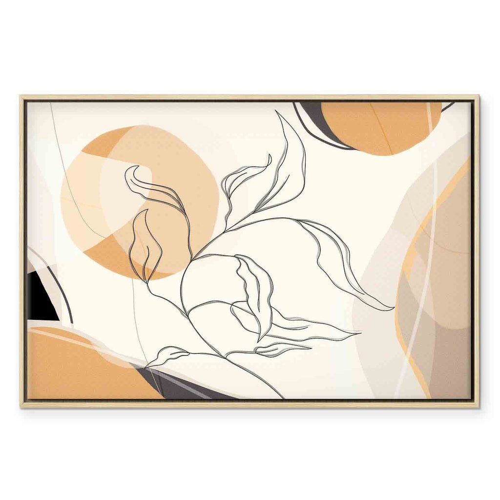 Leaf Line Art Landscape Canvas Print