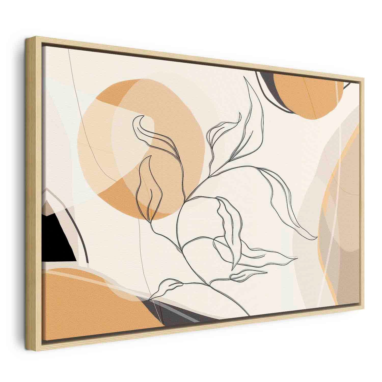 Leaf Line Art Landscape Canvas Print