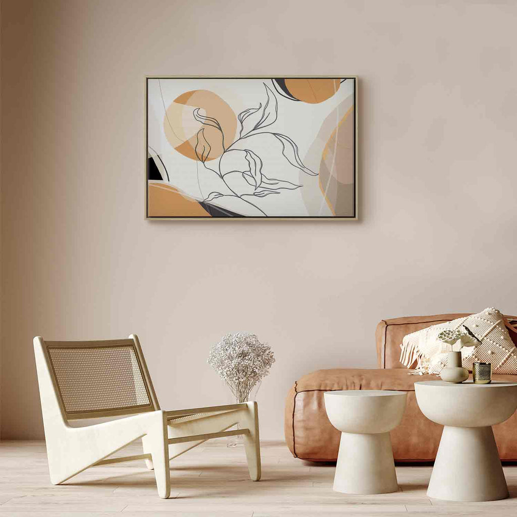 Leaf Line Art Landscape Canvas Print