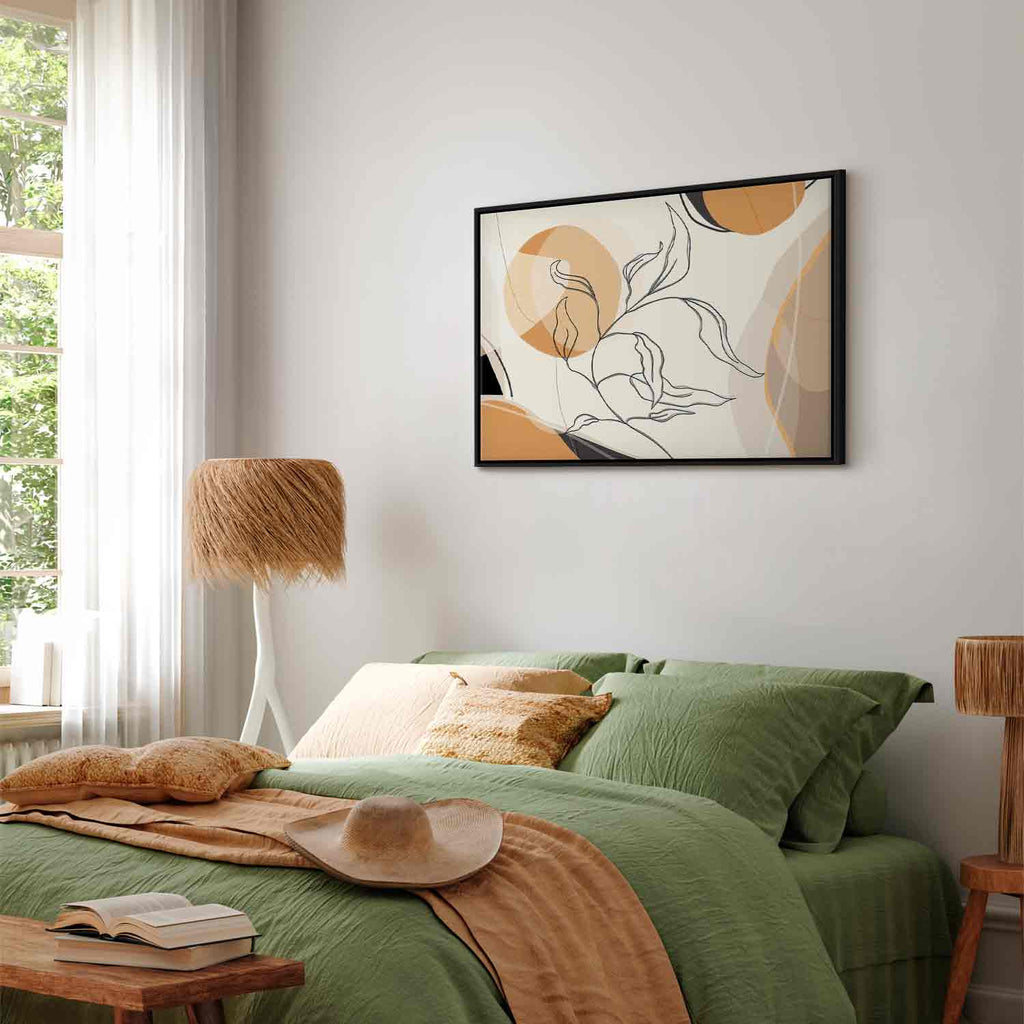 Leaf Line Art Landscape Canvas Print