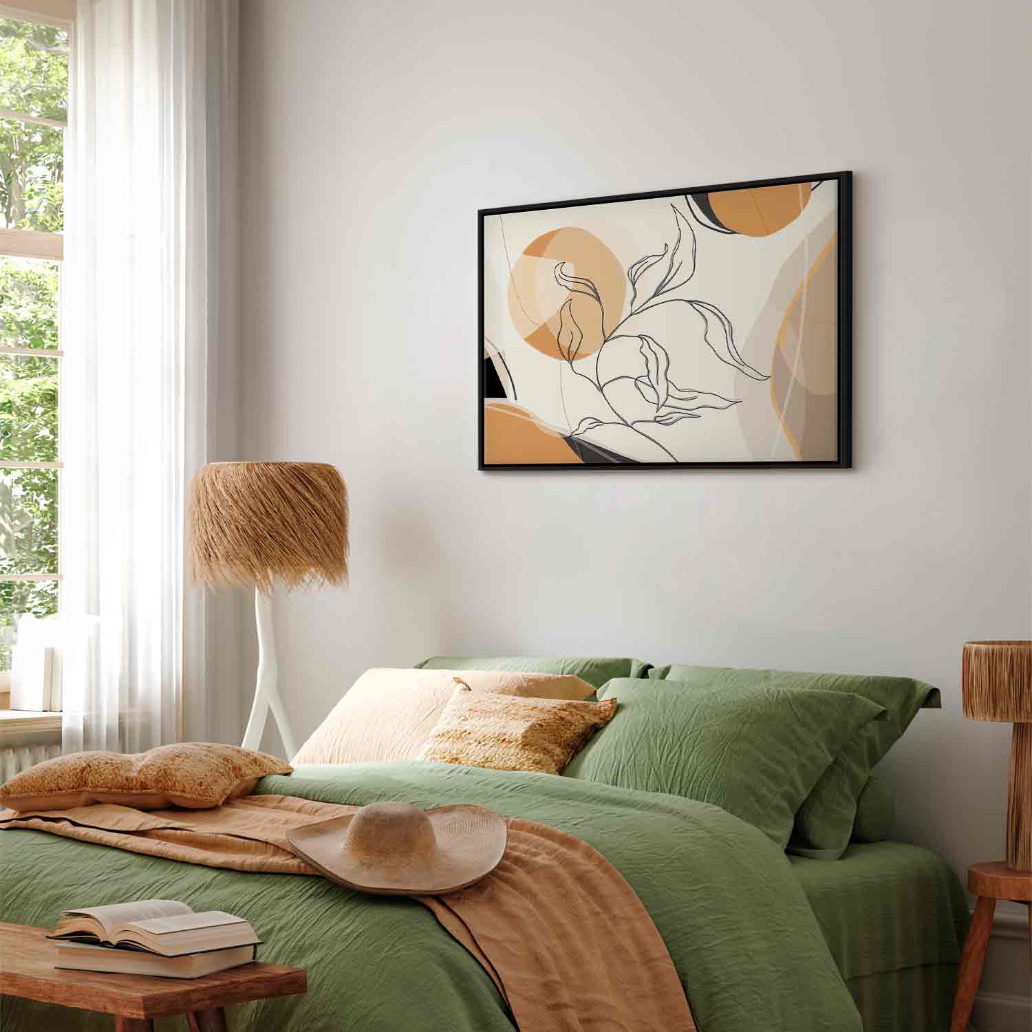 Leaf Line Art Landscape Canvas Print