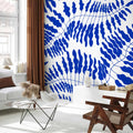Blue Fern Line Art Wall Mural