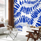 Blue Fern Wall Mural with Leaf Motifs