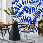 Blue Fern Line Art Wall Mural