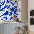 Blue Fern Line Art Wall Mural