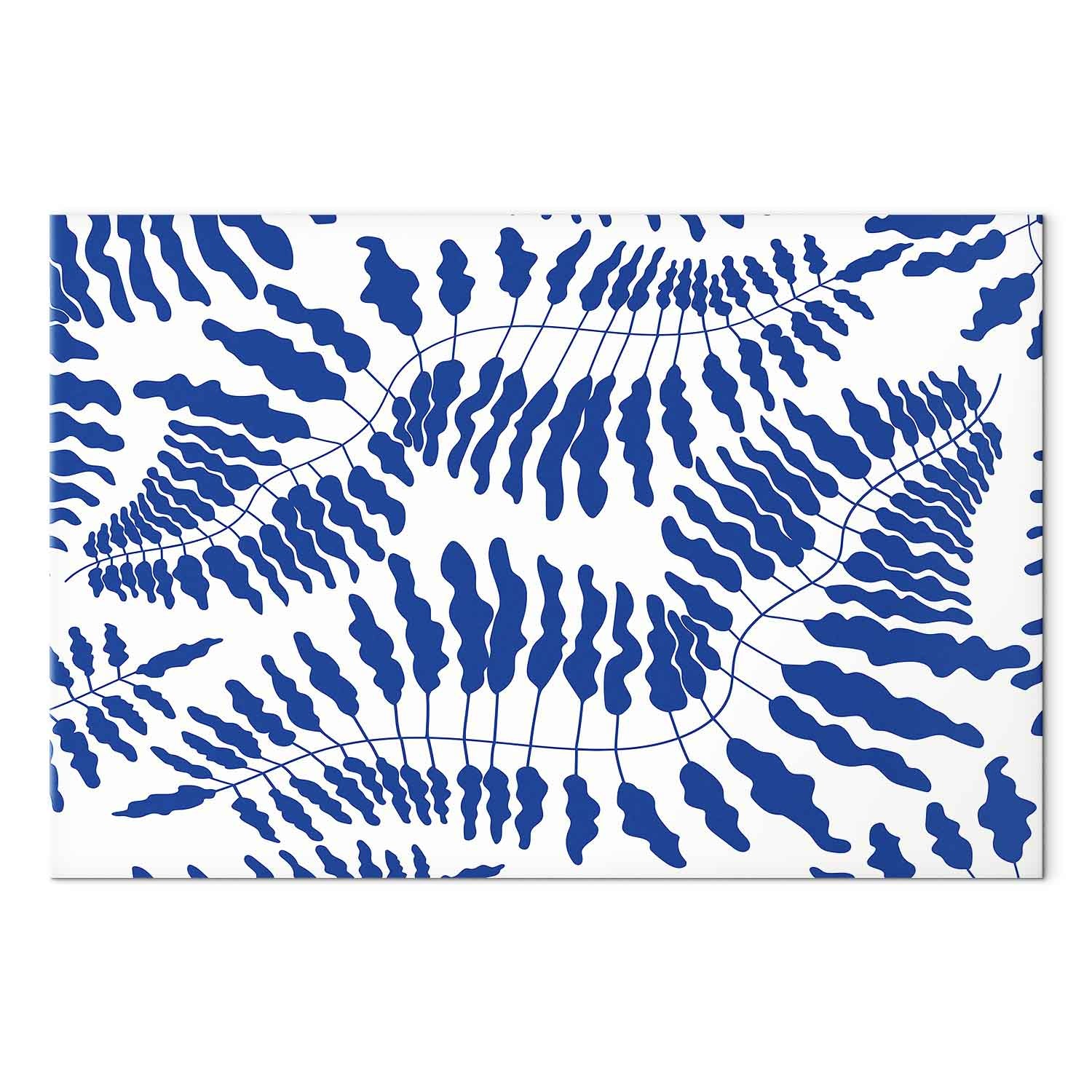 Cobalt Fern Line Art Canvas Print