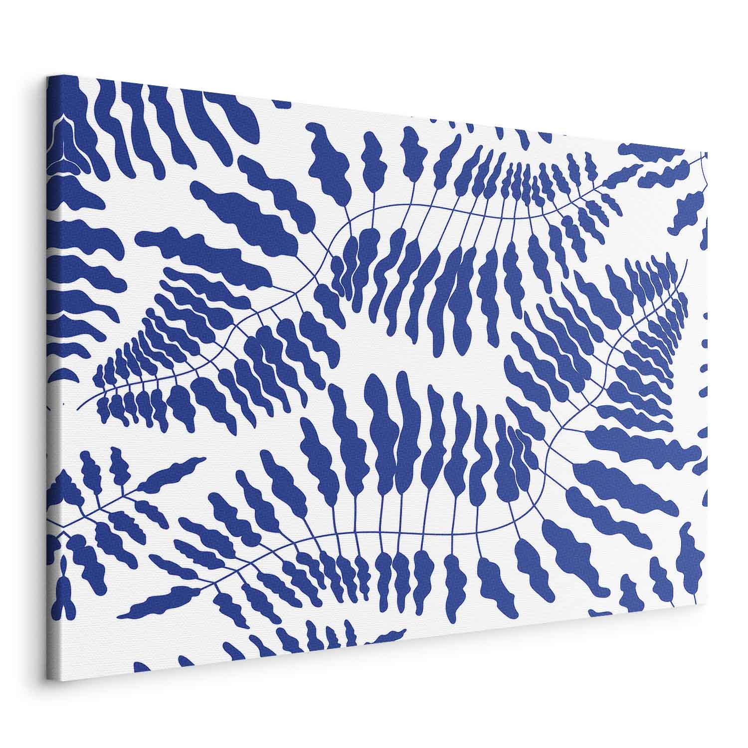 Cobalt Fern Line Art Canvas Print