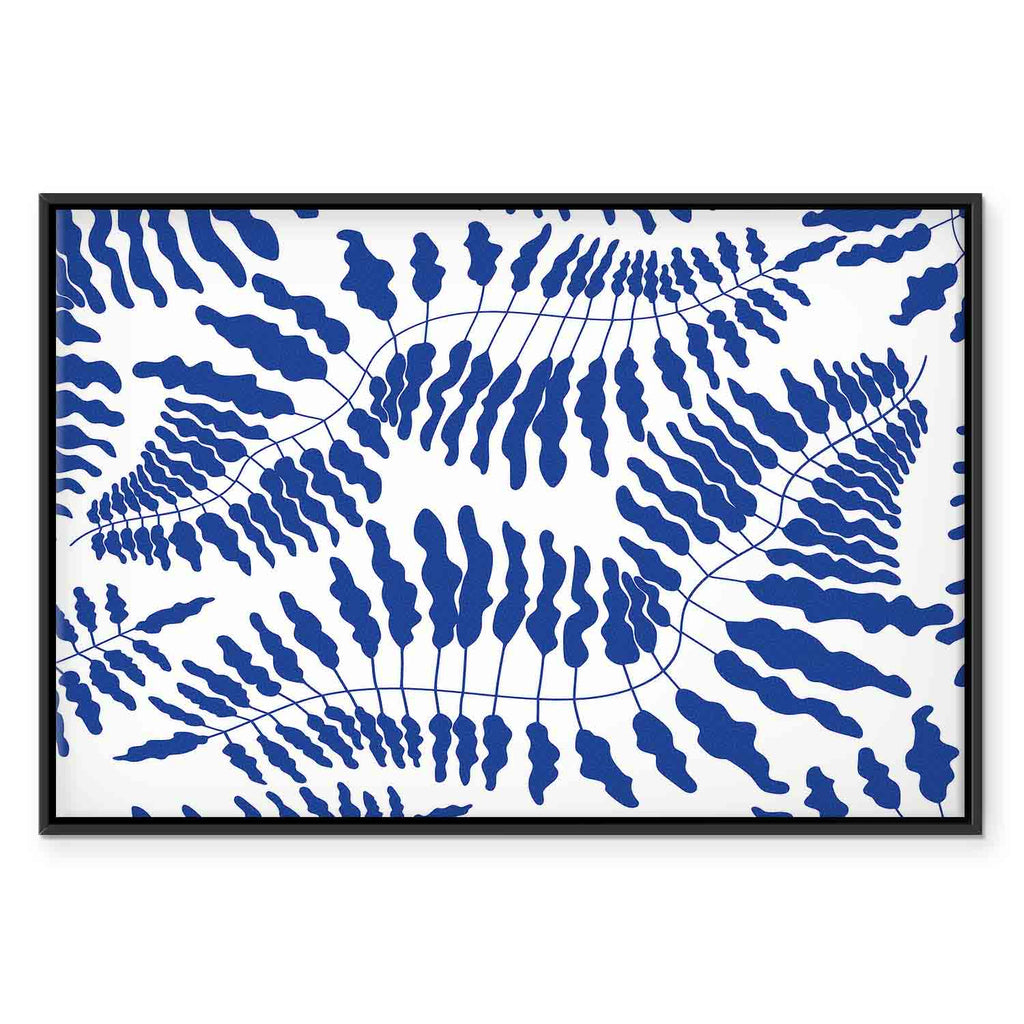 Cobalt Fern Line Art Canvas Print
