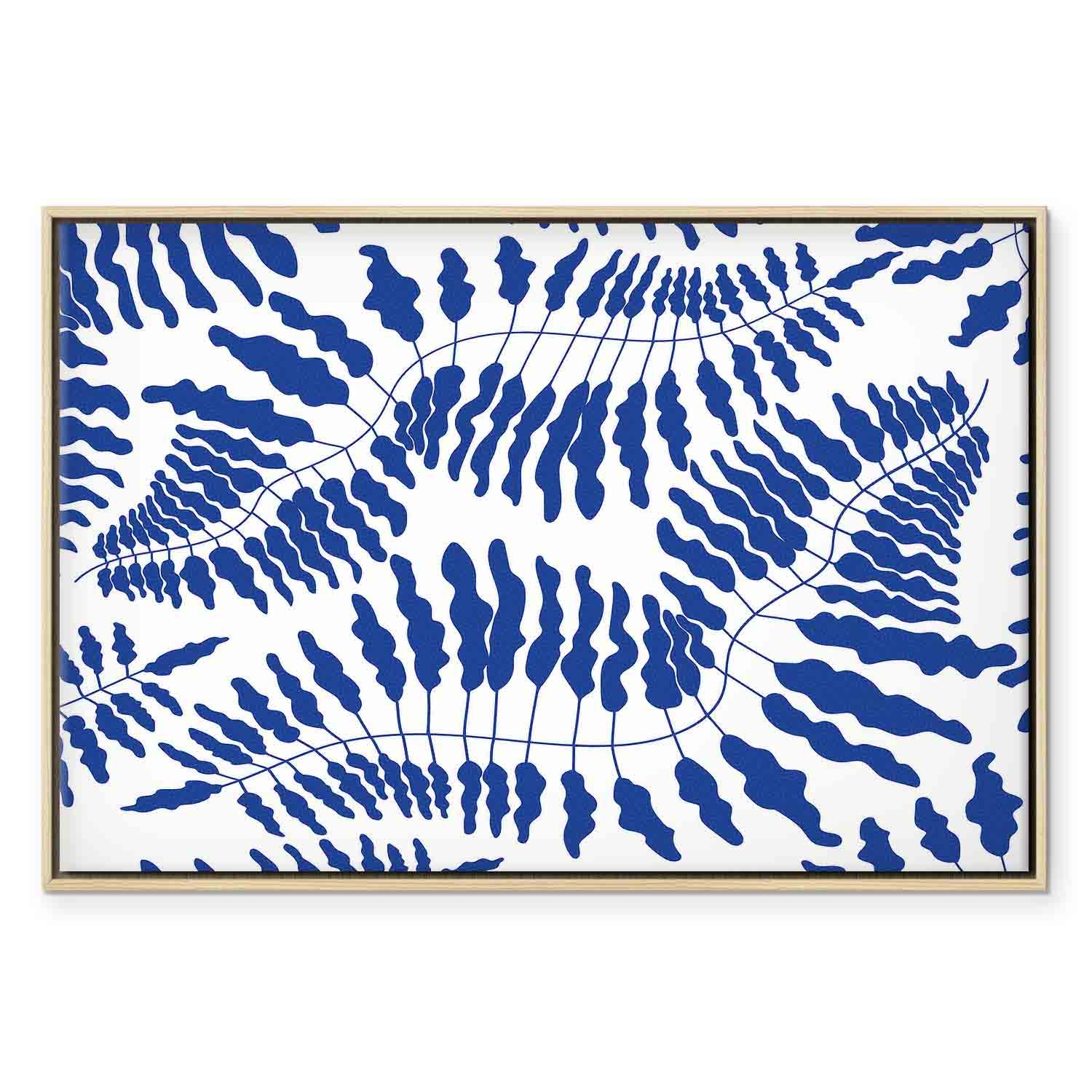 Cobalt Fern Line Art Canvas Print
