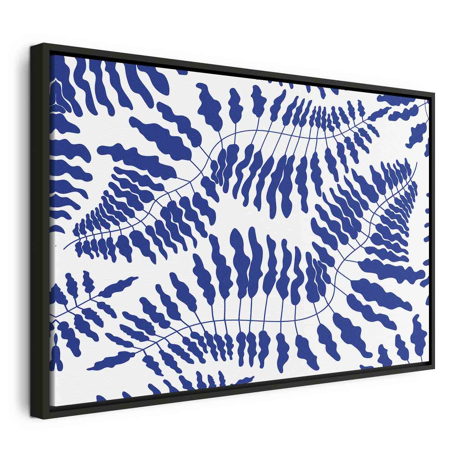 Cobalt Fern Line Art Canvas Print
