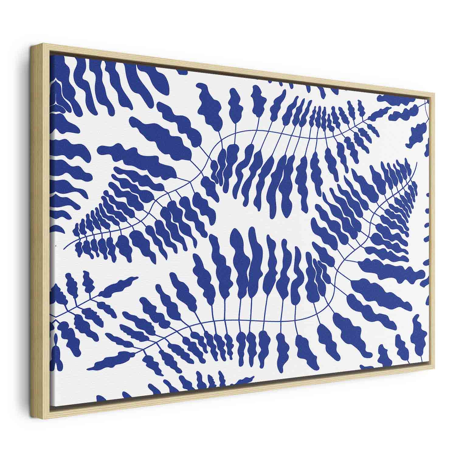 Cobalt Fern Line Art Canvas Print
