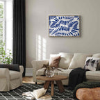 Cobalt Fern Line Art Canvas Print