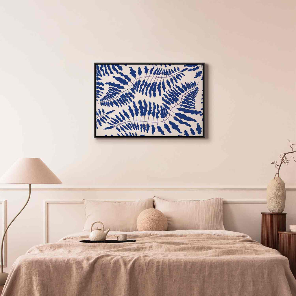 Cobalt Fern Line Art Canvas Print