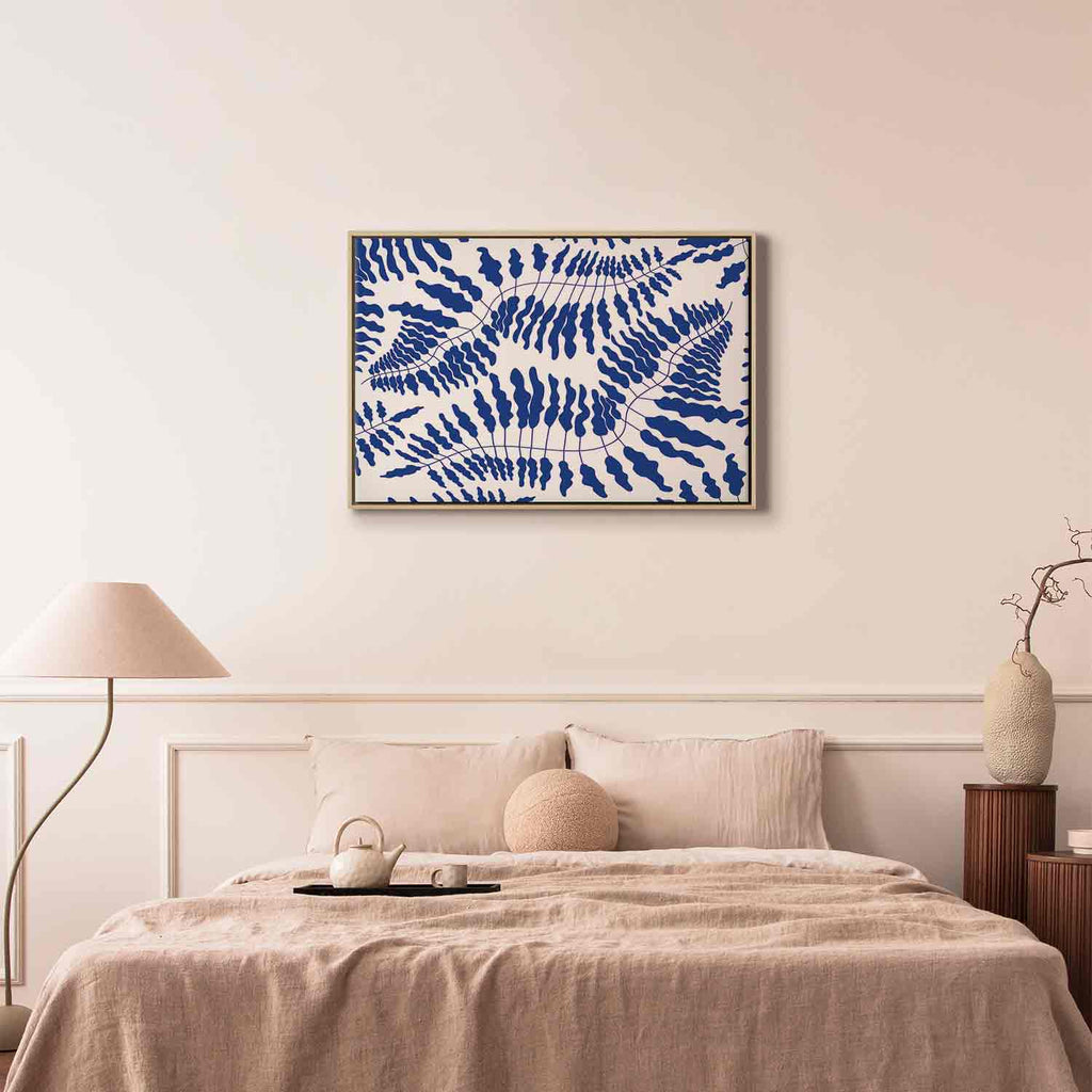 Cobalt Fern Line Art Canvas Print
