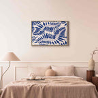 Cobalt Fern Line Art Canvas Print