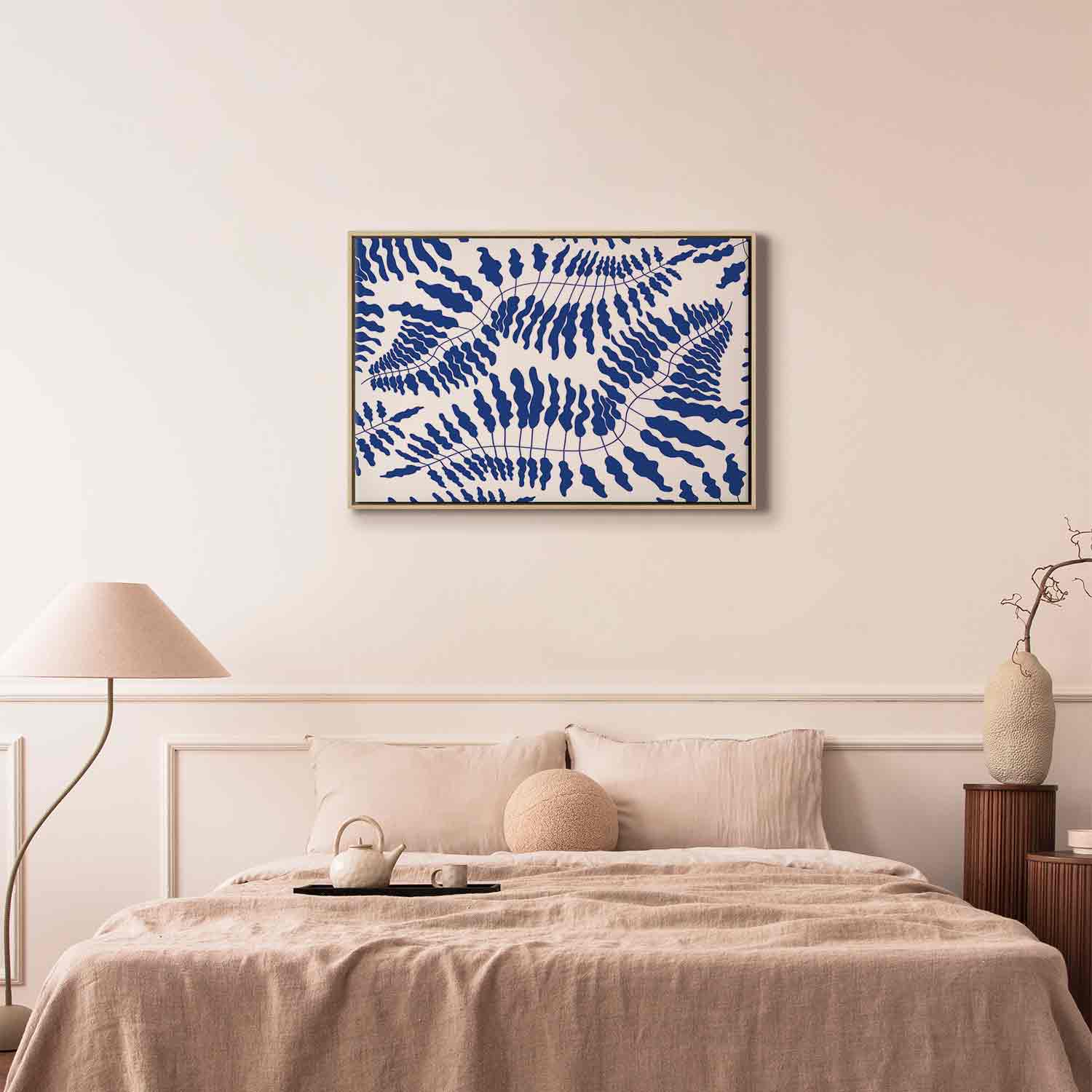 Cobalt Fern Line Art Canvas Print