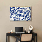 Cobalt Fern Line Art Canvas Print