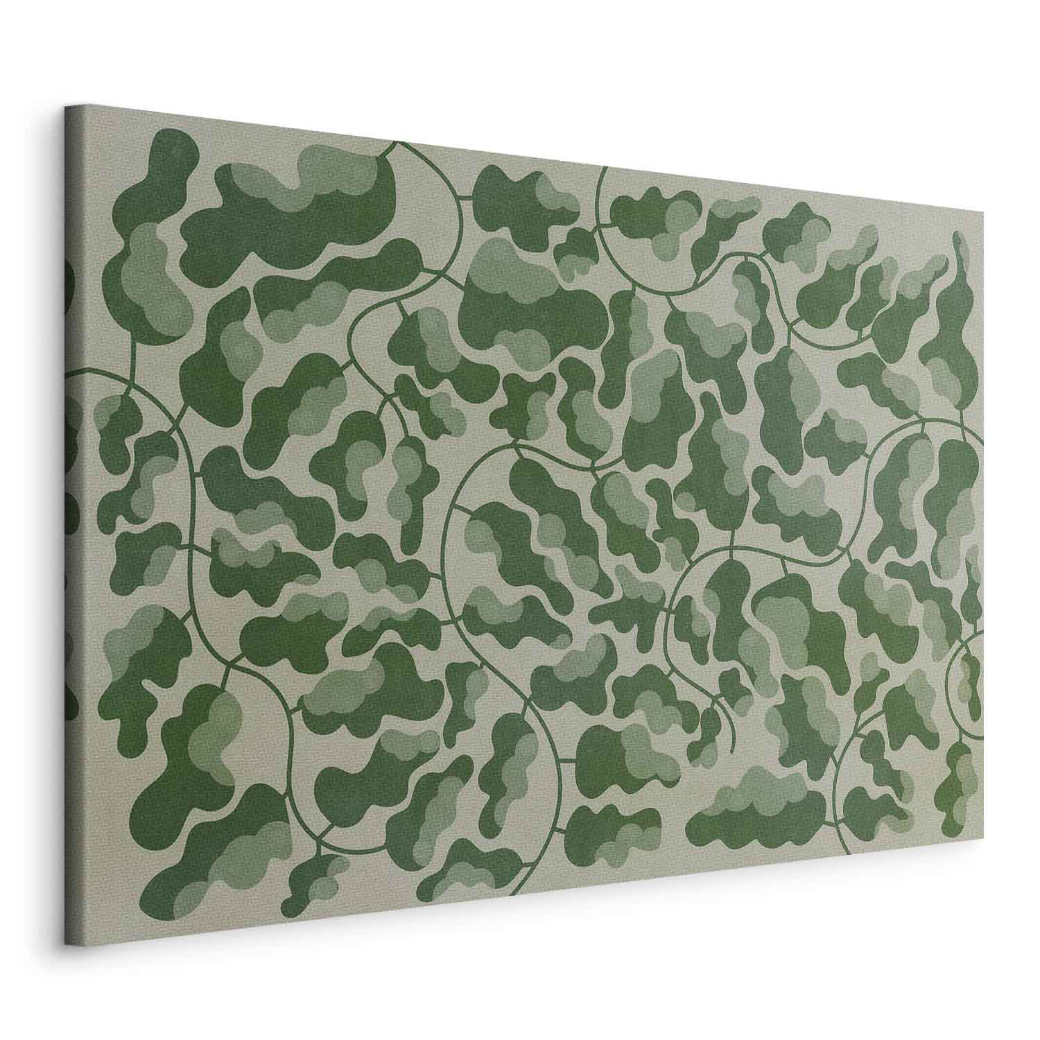 Green Labyrinth Leaf Line Art Canvas Print
