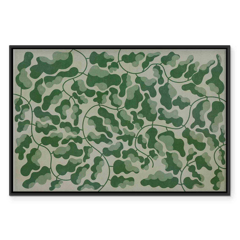Green Labyrinth Leaf Line Art Canvas Print