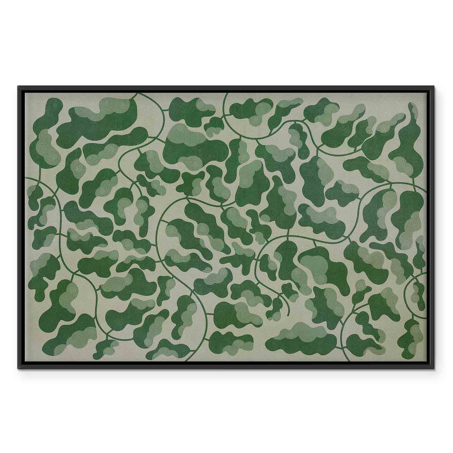 Green Labyrinth Leaf Line Art Canvas Print