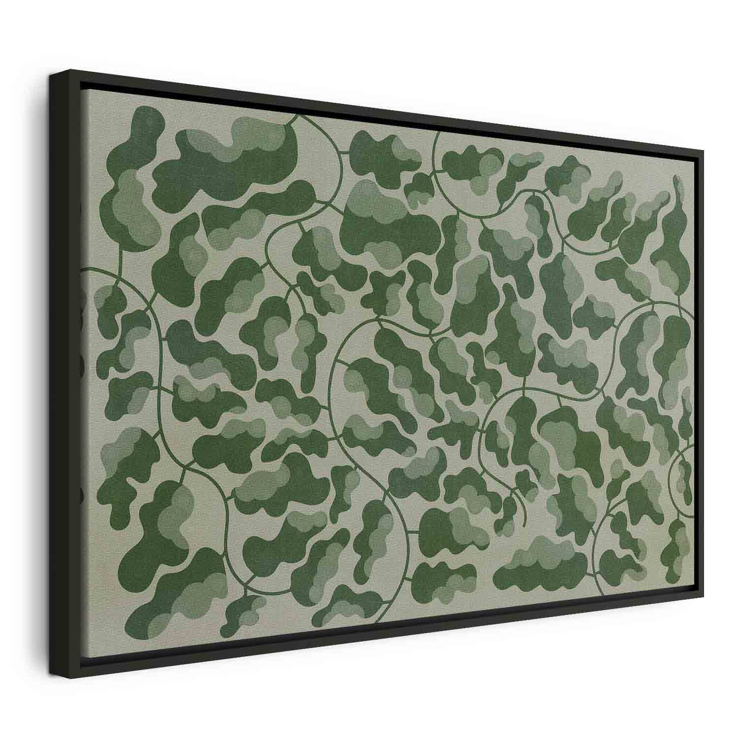 Green Labyrinth Leaf Line Art Canvas Print