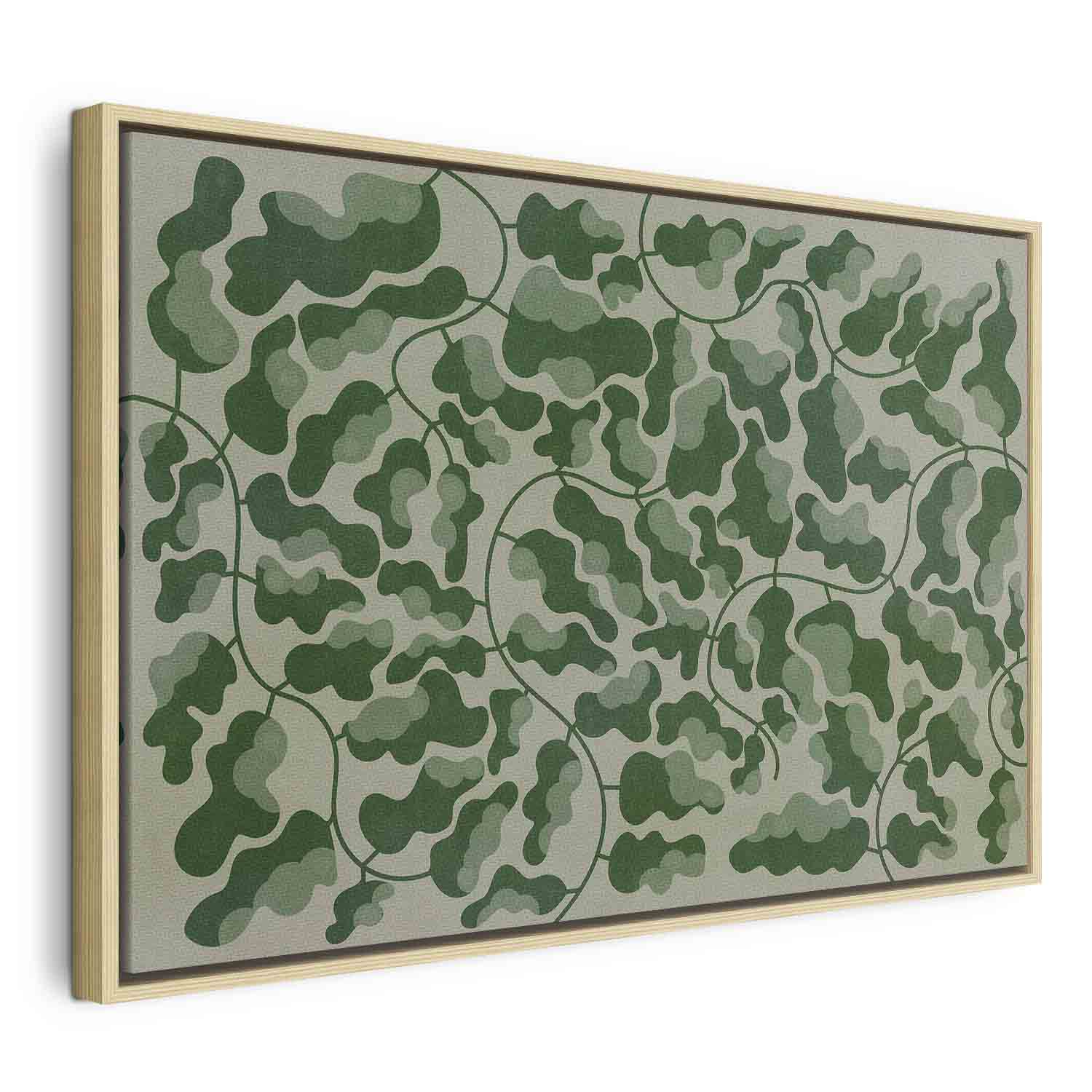 Green Labyrinth Leaf Line Art Canvas Print