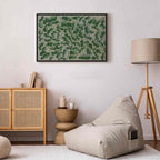 Green Labyrinth Leaf Line Art Canvas Print