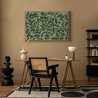 Green Labyrinth Leaf Line Art Canvas Print