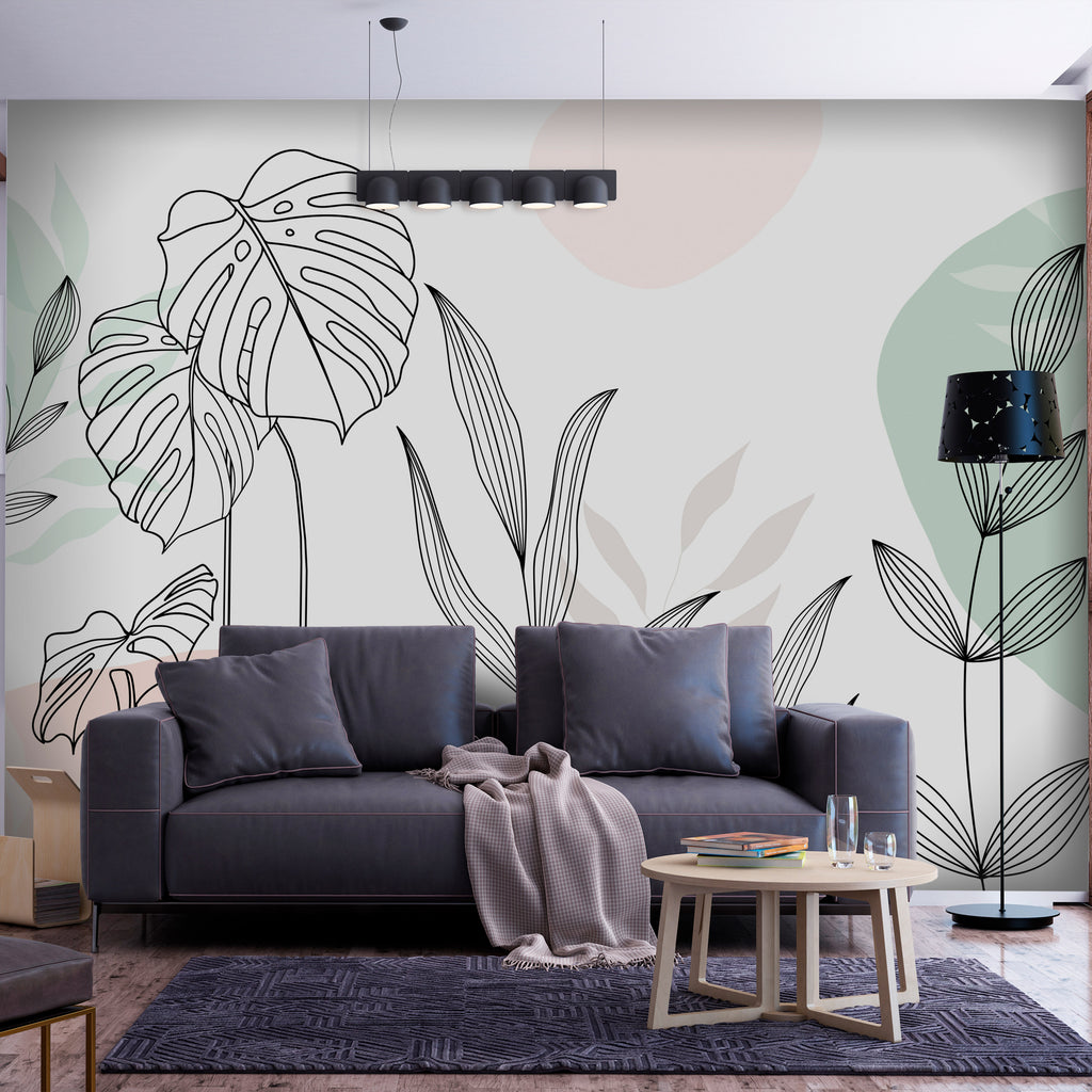 Leaves in Pastels Wall Mural for Stylish Interior