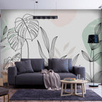 Leaves in Pastels Wall Mural for Stylish Interior