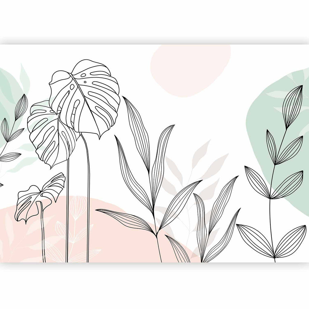 Leaves in Pastels Wall Mural for Stylish Interior