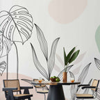 Leaves in Pastels Wall Mural for Stylish Interior