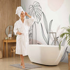 Pastel Monstera Leaves Line Art Wall Mural