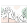 Pastel Monstera Leaf Line Art Canvas Print