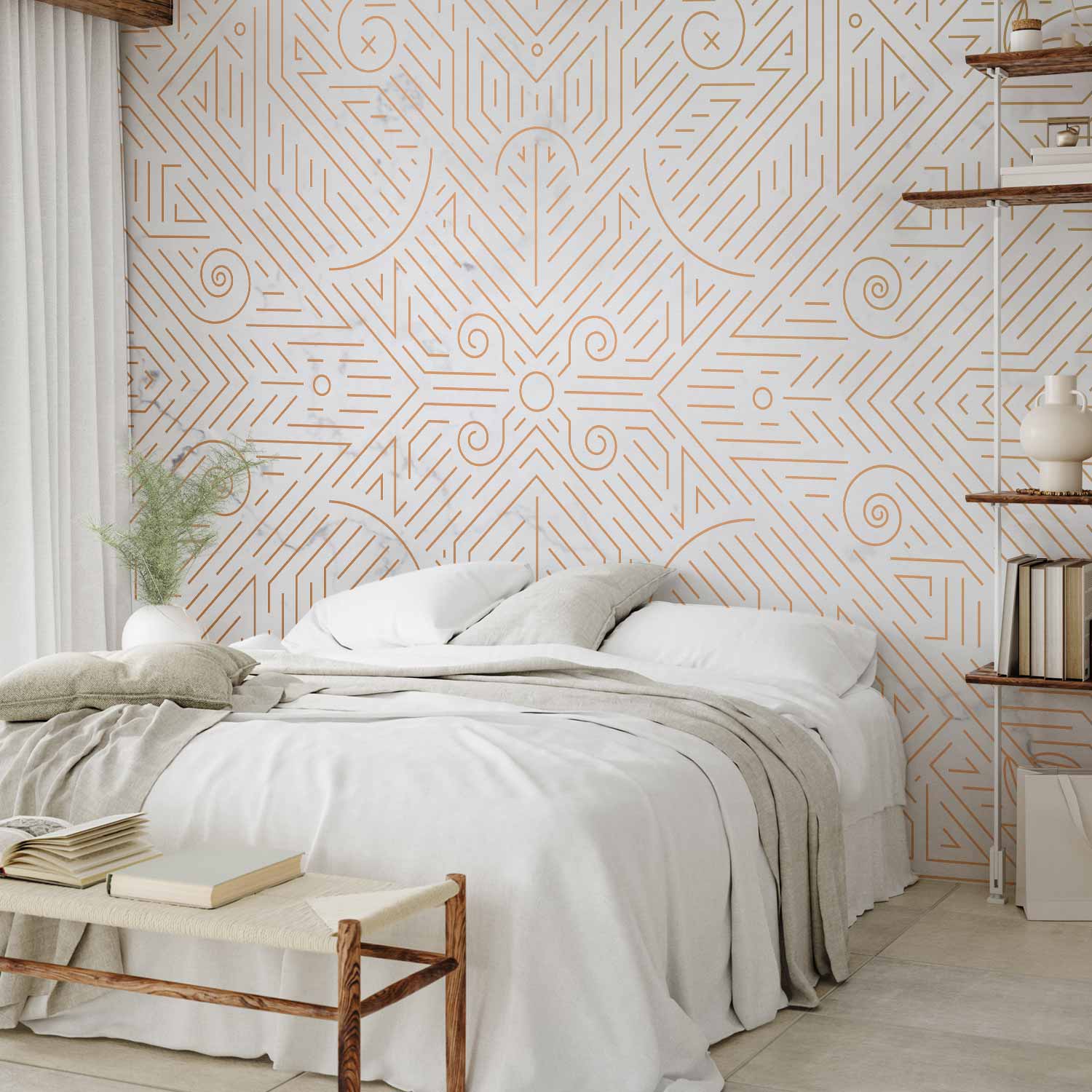 Geometric Gold and Marble Abstract Wall Mural