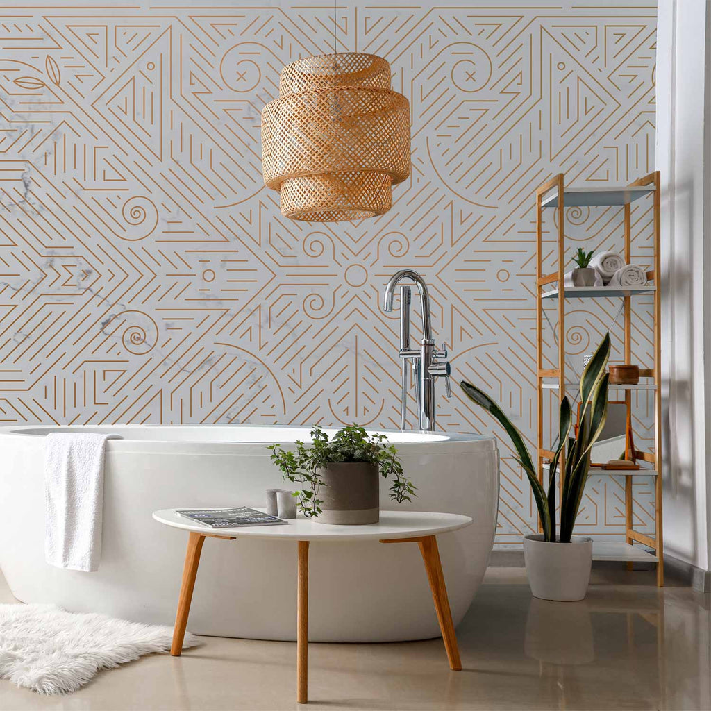 Geometric Gold and Marble Abstract Wall Mural