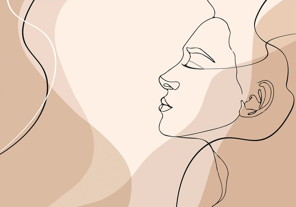 Modern Line Art Wall Mural Featuring Femininity