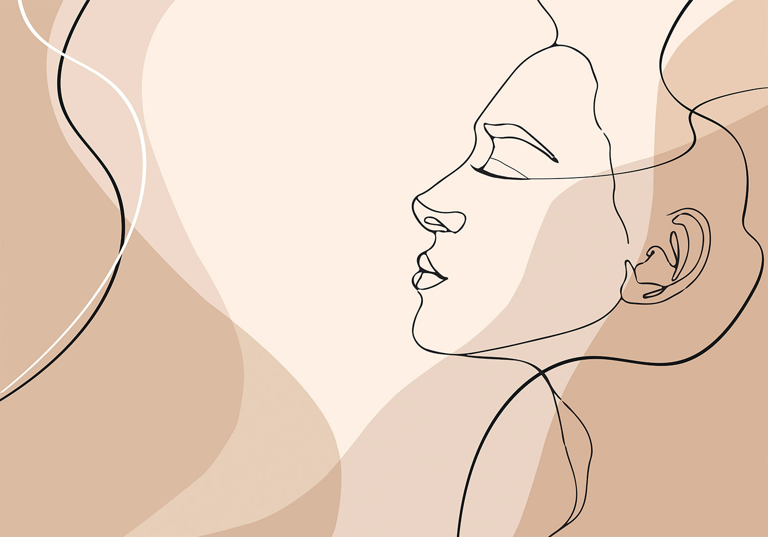 Modern Line Art Wall Mural Featuring Femininity