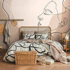Feminine Line Art Portrait Wall Mural