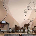 Feminine Line Art Portrait Wall Mural
