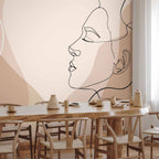 Feminine Line Art Portrait Wall Mural
