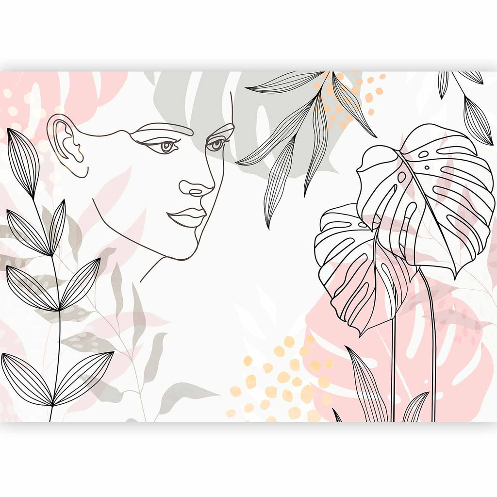 Feminine Wildness Wall Mural of Stylish Interior Design